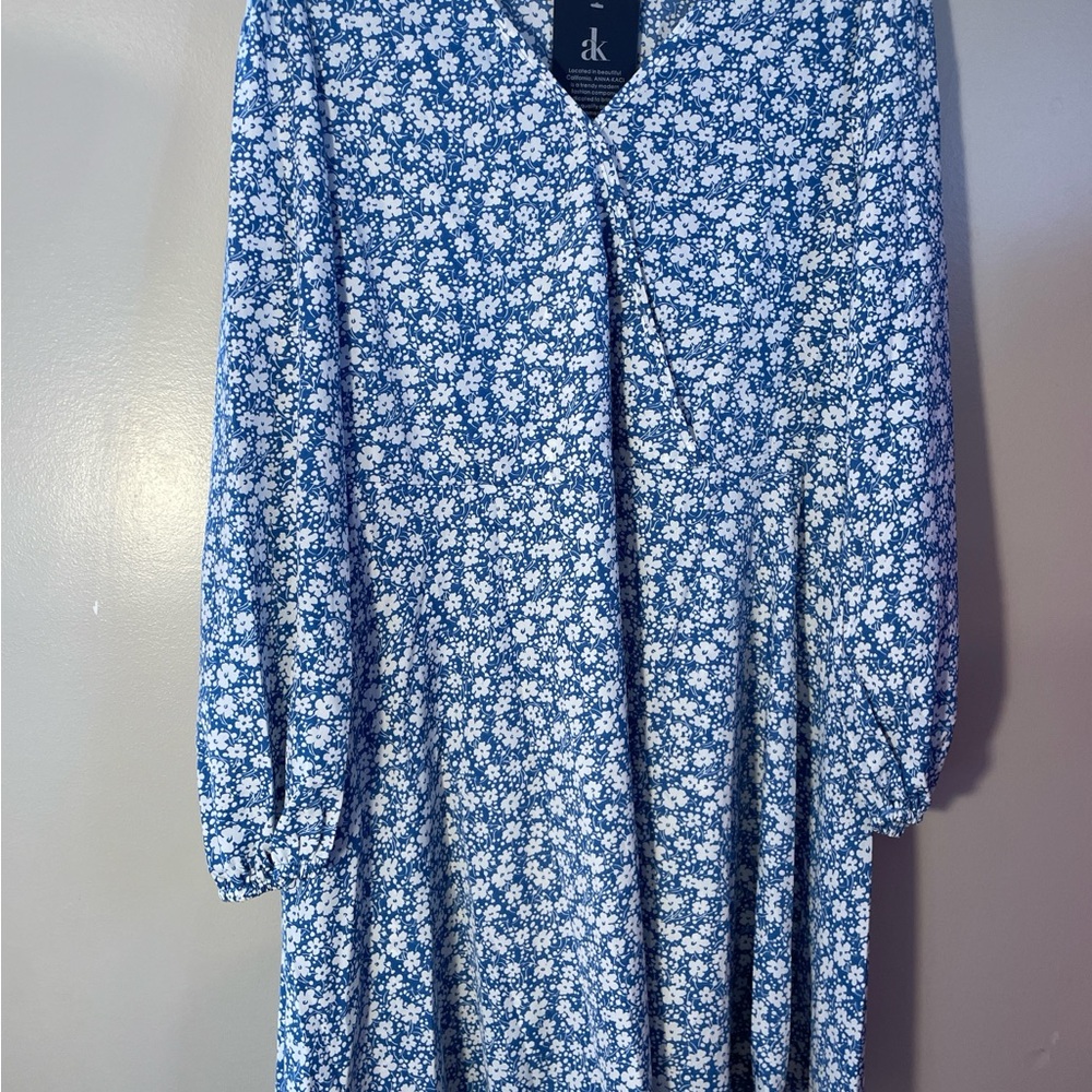 Blue Floral Midi Dress